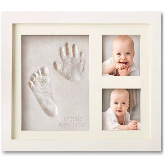 1 Set Non-Toxic Baby Souvenirs Baby Milestone Decor Gift Newborn Baby Hand Foot Print DIY Photo Frame with Mold Clay Imprint Kit