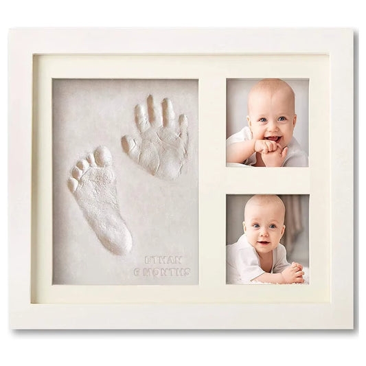 1 Set Non-Toxic Baby Souvenirs Baby Milestone Decor Gift Newborn Baby Hand Foot Print DIY Photo Frame with Mold Clay Imprint Kit